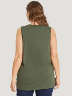 Rose & Letter Print Button Up Graphic Tank Top -Bloomchic Shop 404700806 xi