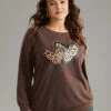Heart Leopard Round Neck Sweatshirt -Bloomchic Shop 405291717 mt