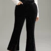 Velvet Glitter Patchwork Pocket Flare Leg Pants -Bloomchic Shop 406575366 wl