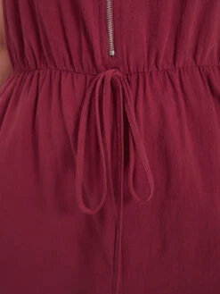 Plain V Neck Pocket Zipper Drawstring Sleeveless Jumpsuit -Bloomchic Shop 406864252 gx