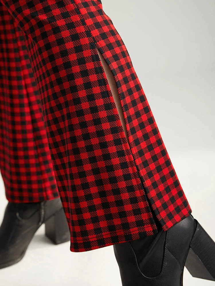 Gingham Bootcut Split Hem Metal Detail Pants 8 Gingham Bootcut Split Hem Metal Detail Pants - Image 6