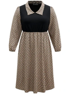 Geometric Patchwork Lapel Collar Lantern Sleeve Dress 11 Geometric Patchwork Lapel Collar Lantern Sleeve Dress -Bloomchic Shop 407387441 vk c4cb92dd 206c 4a1f 82b1 a29fd48e8941