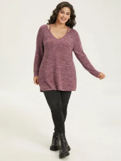 Solid Heather V Neck Cut Out T-shirt 15 Solid Heather V Neck Cut Out T-shirt -Bloomchic Shop 40814629 bu 9b7f0a44 c3bc 4fa9 b912 3a38aeb10a7a