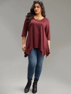 Solid Crochet Lace Mesh Hanky Hem T-shirt -Bloomchic Shop 408777806 vn fa2164d4 5553 4483 b6cc 7baa58dc3339