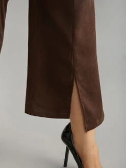 Corduroy Split Front Asymmetrical Hem Pants -Bloomchic Shop 409302071 wm