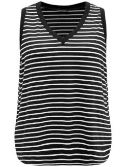 V Neck Striped Contrast Trim Tank Top -Bloomchic Shop 409355553 qc