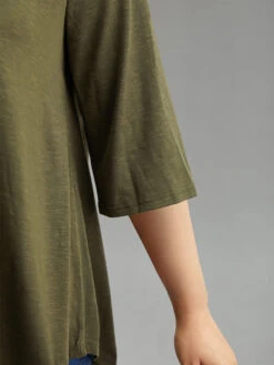 Plain Hanky Hem Crew Neck T-shirt 17 Plain Hanky Hem Crew Neck T-shirt -Bloomchic Shop 409959956 rd