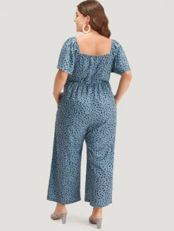 Leopard Print Square Neck Shirred Flutter Sleeve Jumpsuit 10 Leopard Print Square Neck Shirred Flutter Sleeve Jumpsuit -Bloomchic Shop 410570509 fj