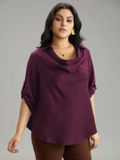 Anti-Wrinkle Solid Cowl Neck Tab Sleeve Blouse 22 Anti-Wrinkle Solid Cowl Neck Tab Sleeve Blouse -Bloomchic Shop 411675106 ek 04b44414 2645 441f a2d0 b6a1d7e42f4e
