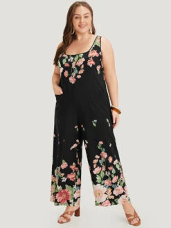 Floral Square Neck Zip Back Pocket Jumpsuit -Bloomchic Shop 411698484 qu ffd40319 c435 48c0 8352 b95ddac86db5