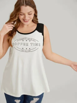 Graphic Print Two Tone Tank Top -Bloomchic Shop 4122536 ef