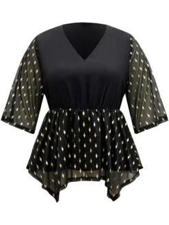 Glitter Patchwork Mesh Hanky Hem Blouse 15 Glitter Patchwork Mesh Hanky Hem Blouse -Bloomchic Shop 41252065 ra 137ab127 ea06 4ec2 afa4 6f72a90249c7