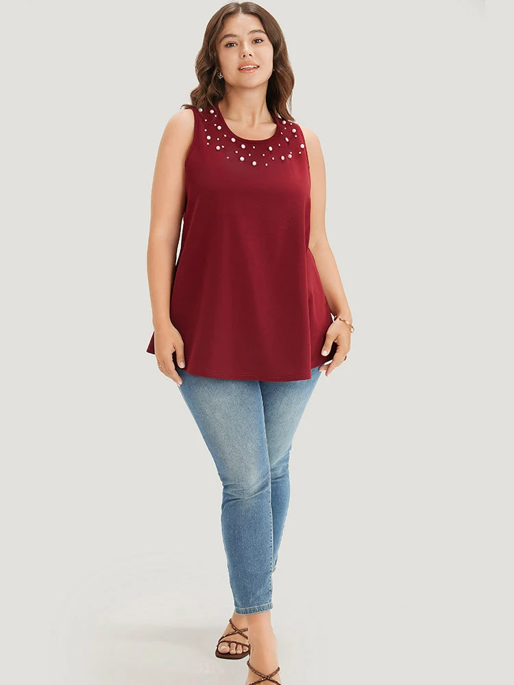 Solid Pearl Beaded Tank Top 8 Solid Pearl Beaded Tank Top - Image 6