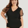 Contrast Lace Mesh Ruffle Sleeve V Neck Bodysuit -Bloomchic Shop 418708279 wh 2e6a1ae6 a893 4a6f 98dd 85ba7d8999e0