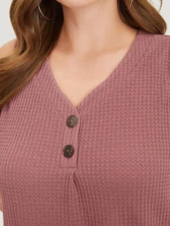 Waffle Knit Button Detail Plicated Detail Tank Top 17 Waffle Knit Button Detail Plicated Detail Tank Top -Bloomchic Shop 421239067 ql