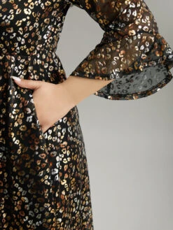 Leopard Glitter Bell Sleeve Mesh Dress -Bloomchic Shop 424423014 ku