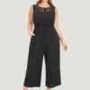 Solid Lace Mesh Pocket Sleeveless Jumpsuit 1 Solid Lace Mesh Pocket Sleeveless Jumpsuit -Bloomchic Shop 424555458 at