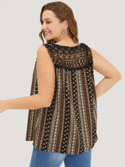 Bandana Print Tassels Lace Tank Top -Bloomchic Shop 424803634 mg