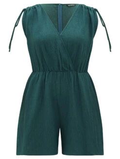 Plain Pocket Drawstring Surplice Neck Tank Jumpsuit -Bloomchic Shop 426946521 rg