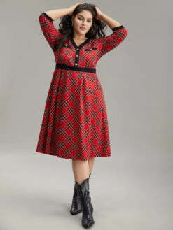 Plaid Contrast Trim Pocket Button Detail Dress -Bloomchic Shop 427001917 yk 93e5a38e ad2c 4cbc a267 06b8f2907965