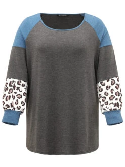 Colorblock Contrast Leopard Round Neck Raglan Sleeve Sweatshirt 17 Colorblock Contrast Leopard Round Neck Raglan Sleeve Sweatshirt -Bloomchic Shop 42799854 dd