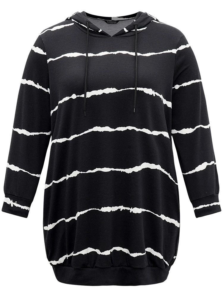 Striped Pocket Hooded Drawstring Sweatshirt 11 Striped Pocket Hooded Drawstring Sweatshirt - Image 9