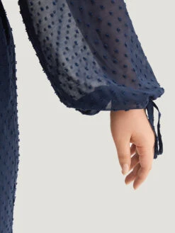 Polka Dot Mesh Ties Lantern Sleeve Jumpsuit -Bloomchic Shop 428750251 fj