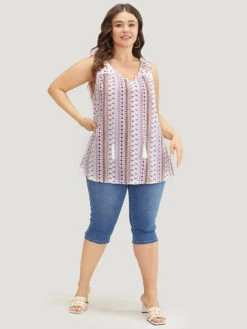 Bandana Print Tassels Lace Tank Top -Bloomchic Shop 429972753 nh