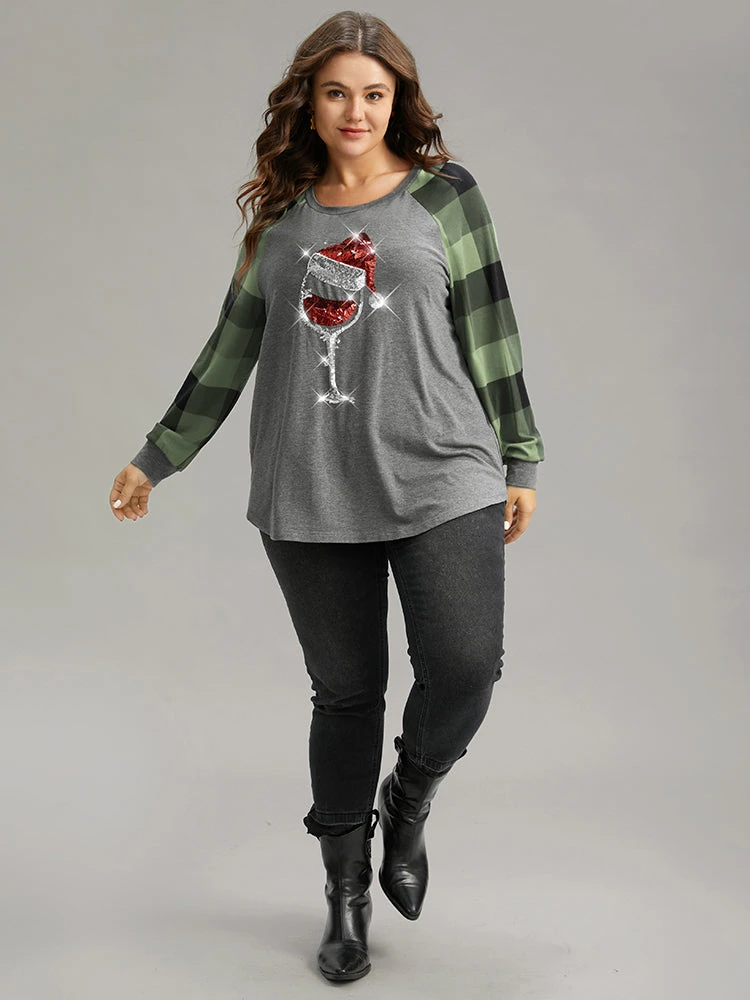 Christmas Sequin Plaid Patchwork T-shirt 13 Christmas Sequin Plaid Patchwork T-shirt - Image 11