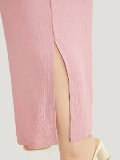 Solid Ruffle Trim Pocket Split Hem Keyhole Cami Jumpsuit -Bloomchic Shop 431055538 tt