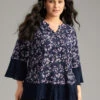 Ditsy Floral Pleated Cuffs Patchwork Blouse -Bloomchic Shop 431816347 vo e34582c9 c1b4 4732 a773 28743f10ef7c