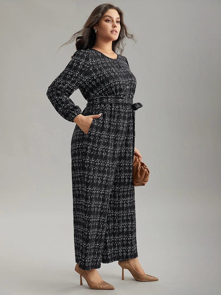 Textured Button Up Elastic Waist Belted Jumpsuit 5 Textured Button Up Elastic Waist Belted Jumpsuit - Image 3