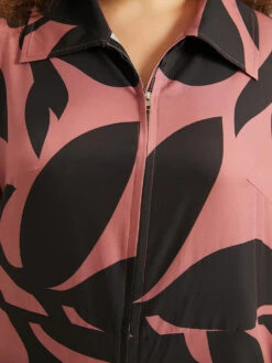 Silhouette Floral Print Zipper Belted Jumpsuit -Bloomchic Shop 433490190 hx