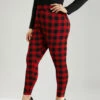 Plaid Elastic Waist High Rise Skinny Leggings 2 Plaid Elastic Waist High Rise Skinny Leggings -Bloomchic Shop 433538078 fo