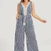 Striped Print Contrast Lace Pocket Knot Tassels Tank Jumpsuit 1 Striped Print Contrast Lace Pocket Knot Tassels Tank Jumpsuit -Bloomchic Shop 433562754 fq
