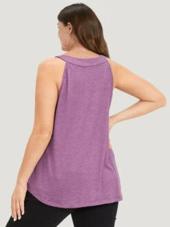 Halter Gathered Button Detail Arc Hem Cami Top -Bloomchic Shop 433742119 ph