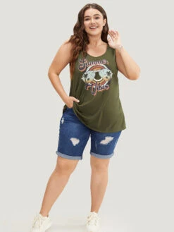 Letter & Graphic Print Round Neck Tank Top -Bloomchic Shop 434015663 od 9a55666f b8f4 406c 94be 410cde0f72a0