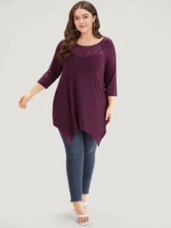 Supersoft Essentials Contrast Lace Asymmetrical Hem T-shirt 12 Supersoft Essentials Contrast Lace Asymmetrical Hem T-shirt -Bloomchic Shop 434926697 so 15dc4043 dfc6 4d41 ac23 21663b01c24a