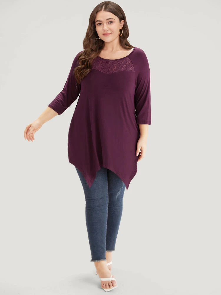 Supersoft Essentials Contrast Lace Asymmetrical Hem T-shirt 6 Supersoft Essentials Contrast Lace Asymmetrical Hem T-shirt - Image 4