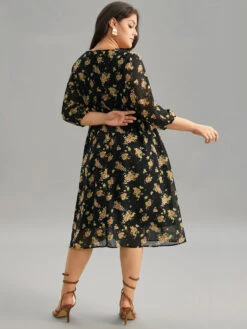 Floral Overlap Collar Pocket Elastic Waist Dress 9 Floral Overlap Collar Pocket Elastic Waist Dress -Bloomchic Shop 435059499 eg