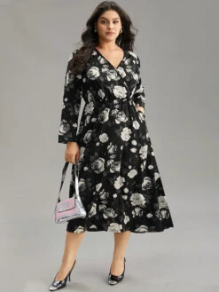 Floral Print Pocket Elastic Waist Wrap Dress -Bloomchic Shop 436100851 xp 52970ea2 5068 4c35 a5c7 0948b60ff4de