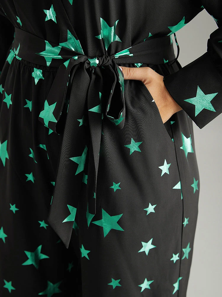 Star Glitter Belted V Neck Jumpsuit 8 Star Glitter Belted V Neck Jumpsuit - Image 6