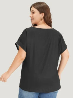 Floral Print Crew Neck Roll Dolman Sleeve Blouse -Bloomchic Shop 438732090 rv