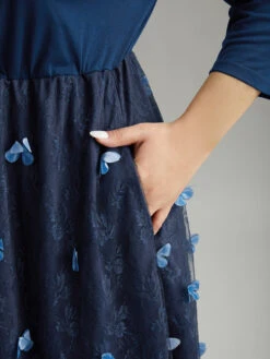 Butterfly Patchwork Overlap Collar Mesh Dress 14 Butterfly Patchwork Overlap Collar Mesh Dress -Bloomchic Shop 438786998 iu