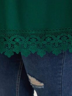 Solid Lace Panel Crisscross V Neck T-shirt -Bloomchic Shop 438865903 pf 1e0ac987 a58d 45a2 9116 a5f01b4a3c3f