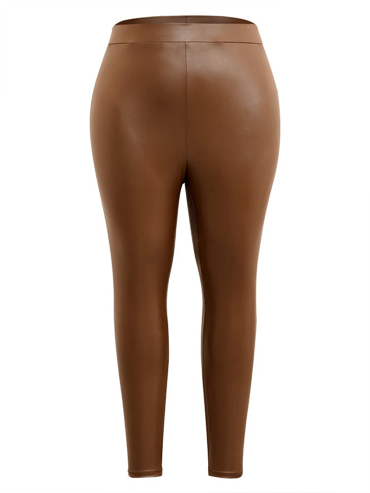 PU Leather Elastic Waist Leggings 7 PU Leather Elastic Waist Leggings - Image 5