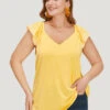 Plain Ruffles Cap Sleeve Embroidered Tank Top 1 Plain Ruffles Cap Sleeve Embroidered Tank Top -Bloomchic Shop 439781900 pf