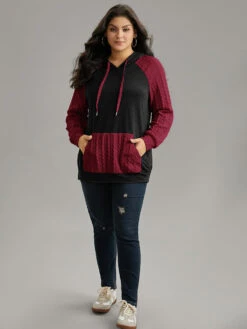 Contrast Cable Knit Pocket Hooded Drawstring Sweatshirt -Bloomchic Shop 441025833 tt a375e9ea 7c08 481e 94c7 2e271cfadd04