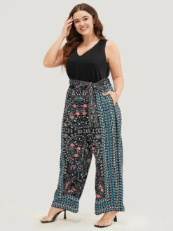 Paisley Patchwork Zipper Pocket Belted Tank Jumpsuit 16 Paisley Patchwork Zipper Pocket Belted Tank Jumpsuit -Bloomchic Shop 441125316 mq