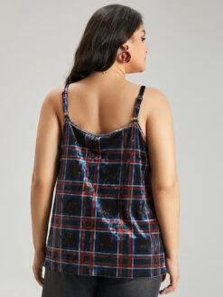 Plaid Print Adjustable Straps Cami Top -Bloomchic Shop 442885540 kd
